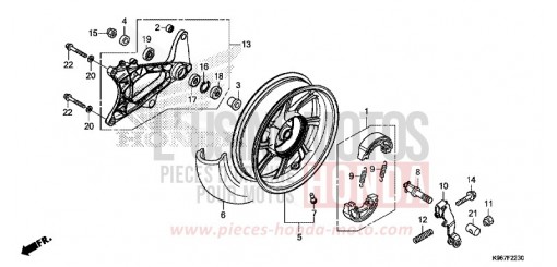 REAR WHEEL/SWINGARM WW125AK de 2019